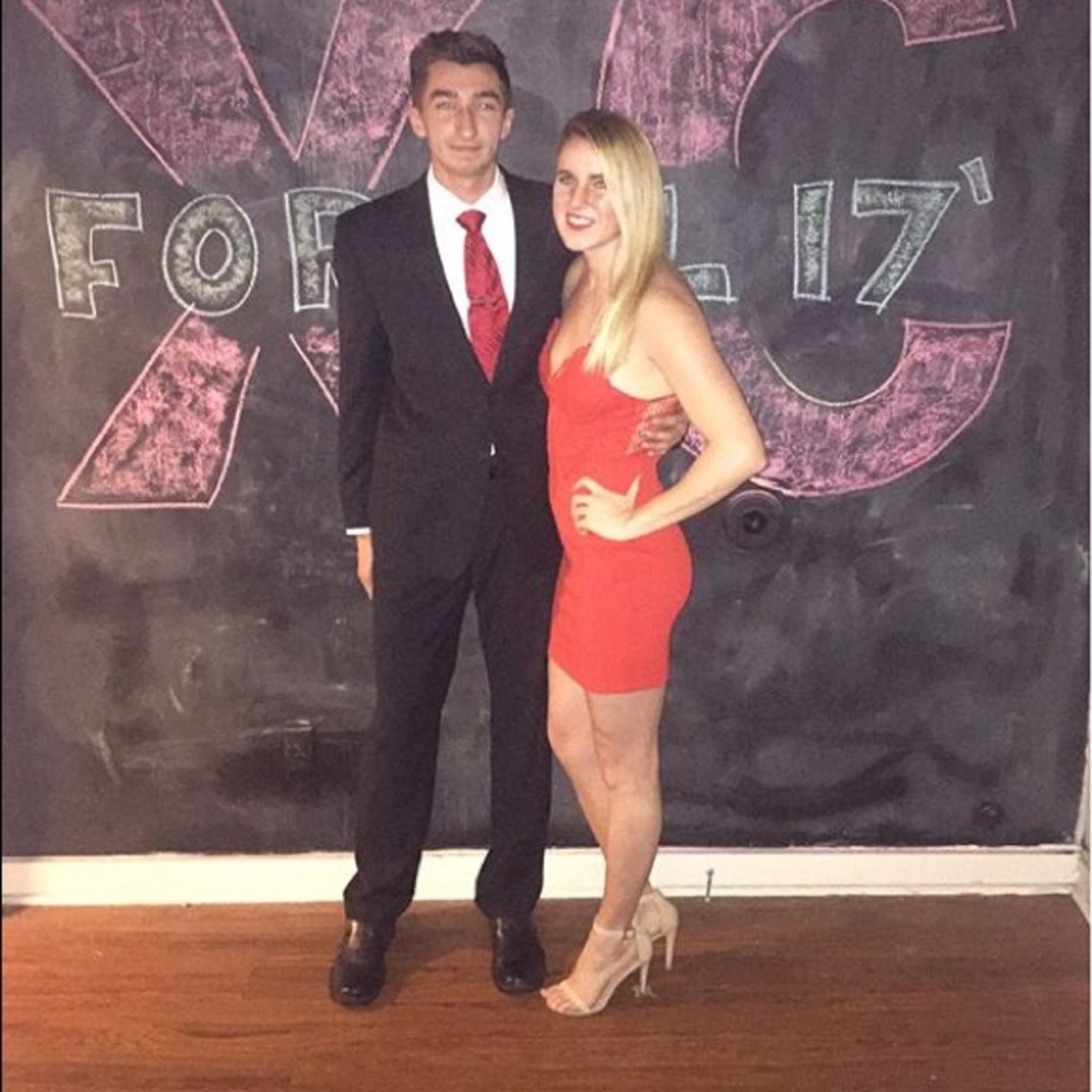 Red lace bodycon dress